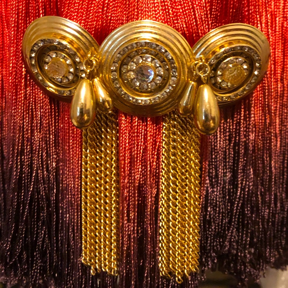 Vintage Kirks Folly barrette jewelry rhinestone Gold tone France